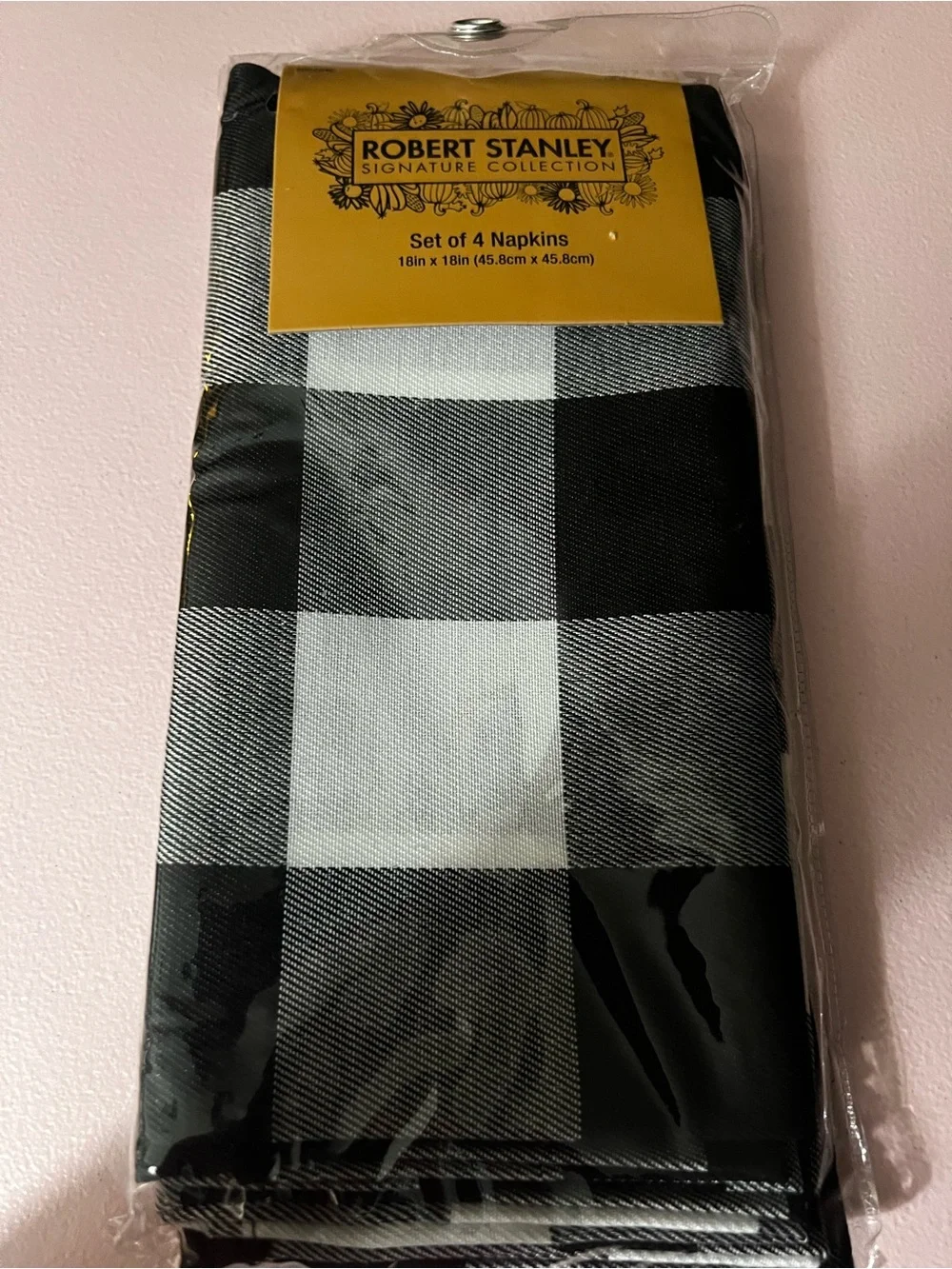 Robert Stanley Buffalo plaid napkins set of 4, black and white